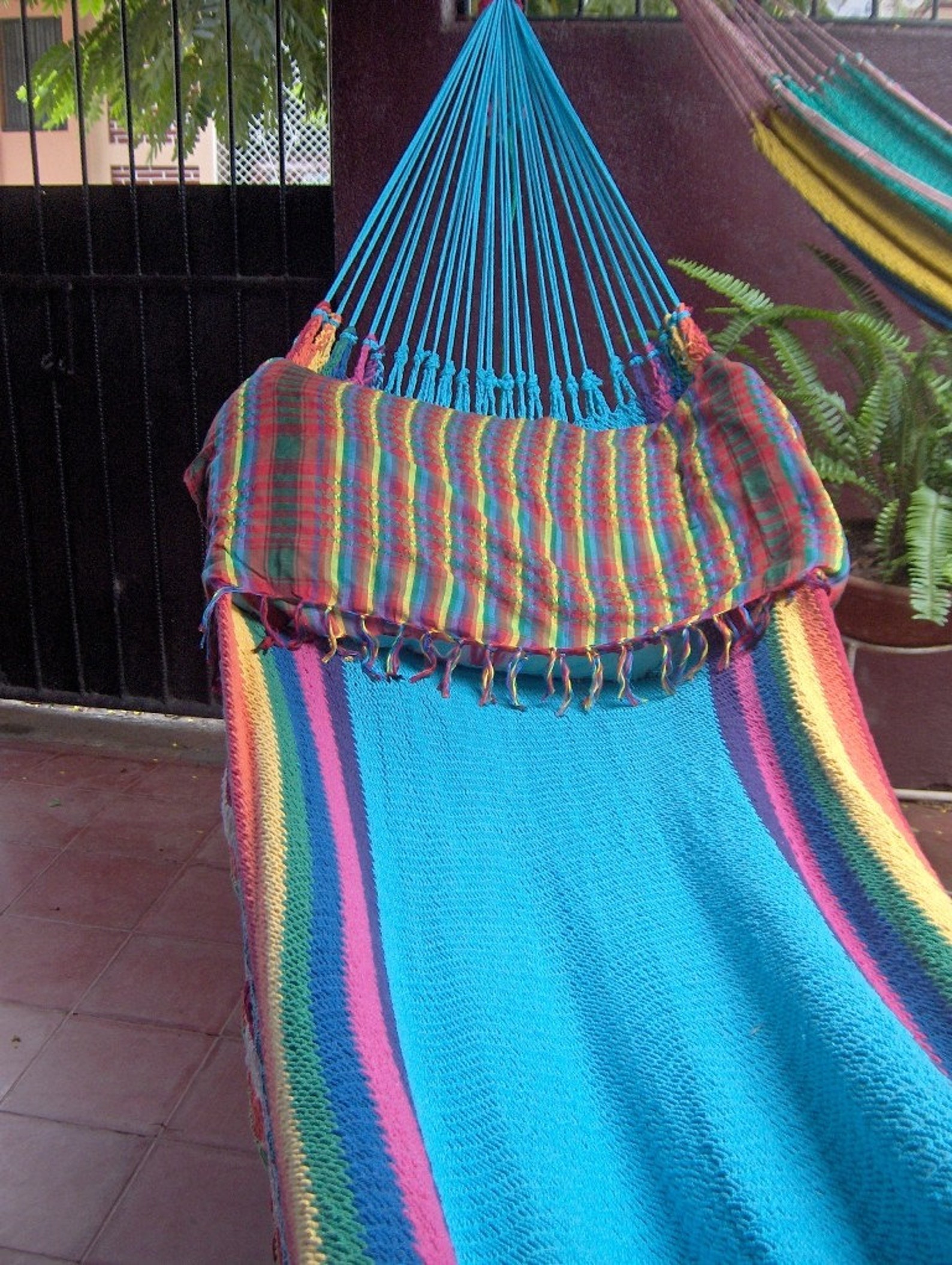Hammocks Turquoise Double Hammock Hand Woven Natural Cotton Etsy
