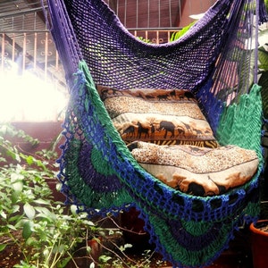 Tricolor Sitting Hammock, Hanging Chair with Simple Fringe.