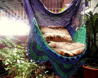 Tricolor Sitting Hammock, Hanging Chair with Simple Fringe.