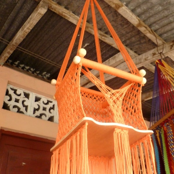 Orange Color Happy Baby, Chair Hammock for Children Handmade Furniture