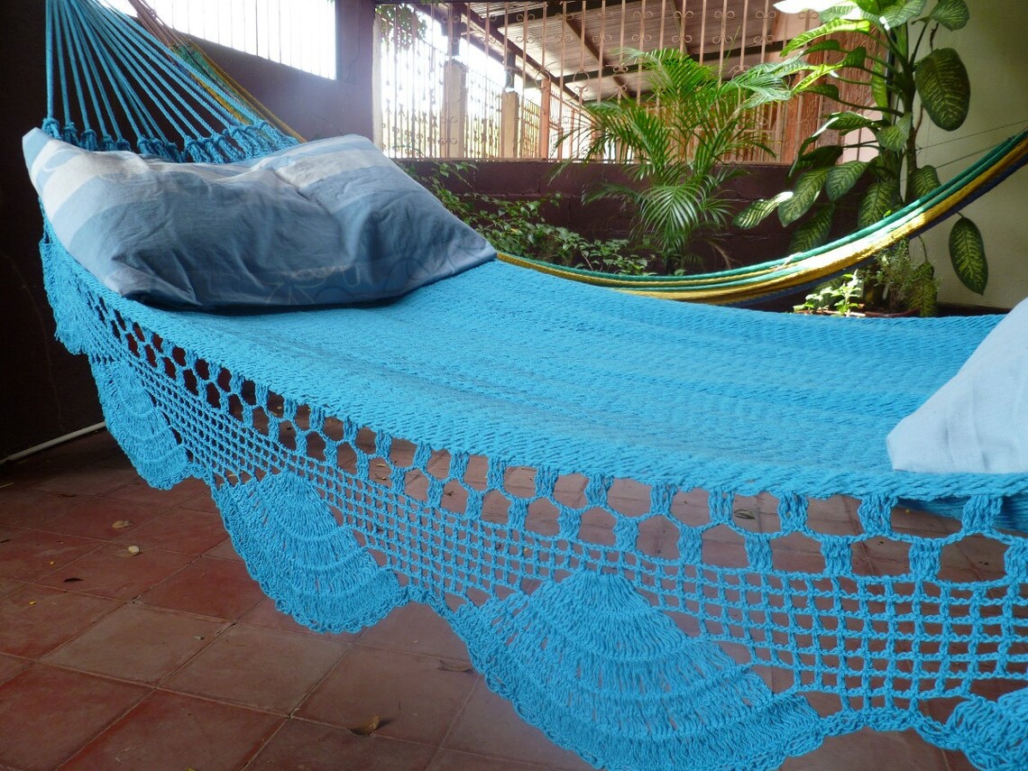 Turquoise hammock Double Hammock handwoven Natural Cotton Etsy