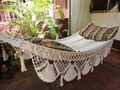 Beige Jumbo Size Hammock. Handwoven with Natural Cotton and Special Fringe product logo