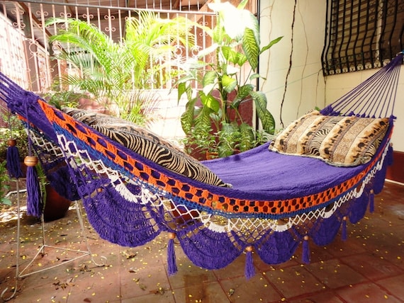 Violet Hammock Hand Woven Natural Cotton With Special Fringe With Tassels Etsy