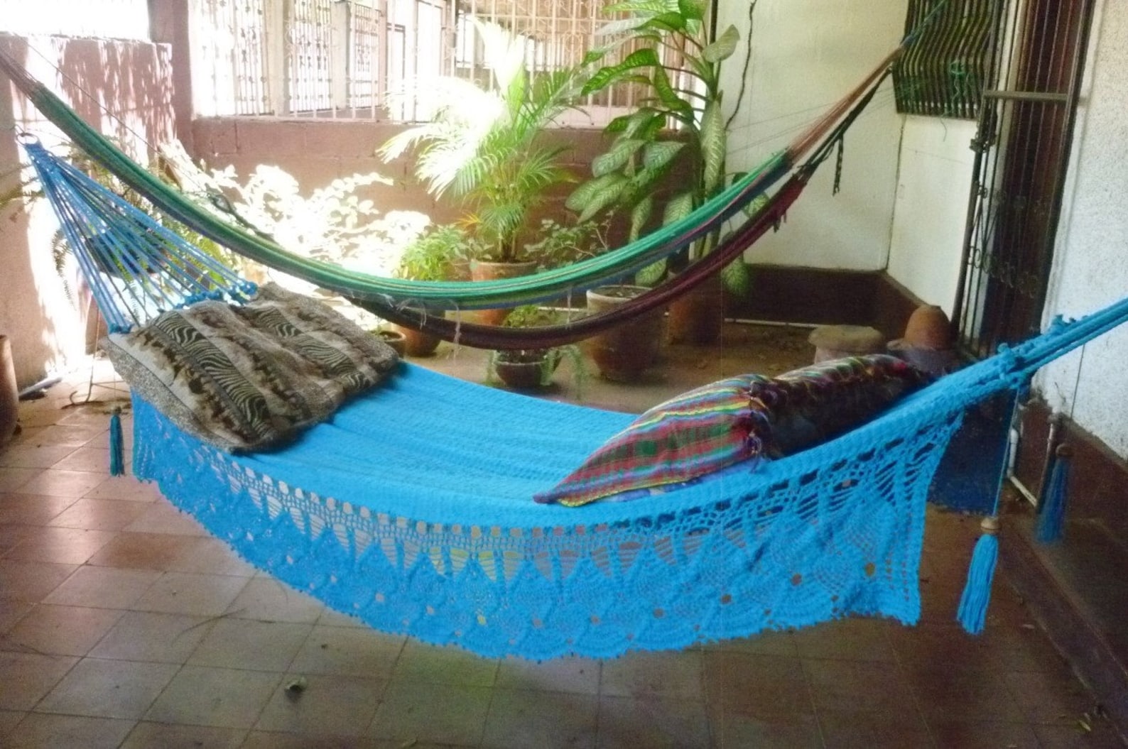Turquoise Double Hammock handwoven Natural Cotton with Bell Etsy