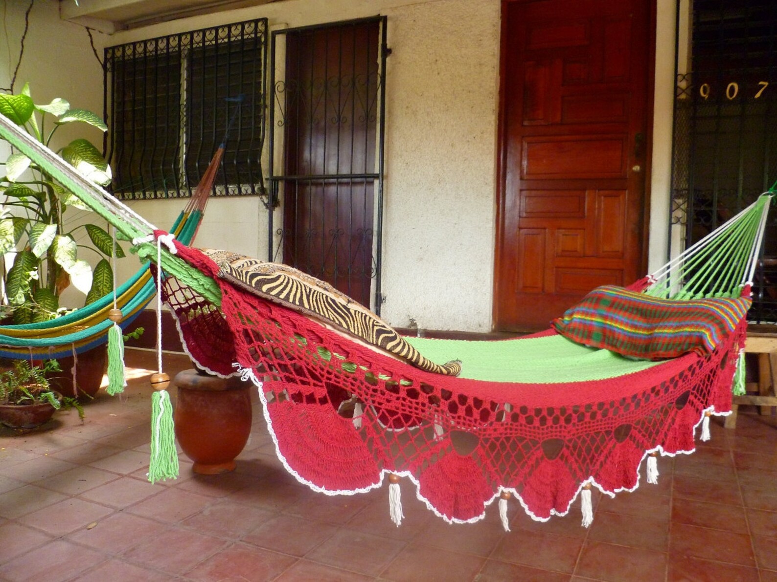 Beautiful Two Colors Double Hammock Handwoven Natural Cotton Etsy