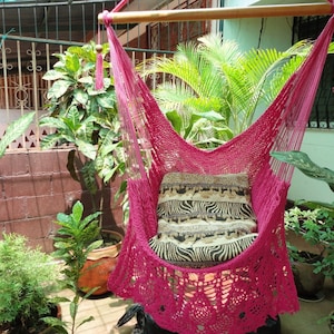 Fuchsia Sitting Hammock, Hanging Chair -Presidential Fringe