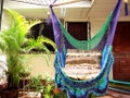 Vibrant Hanging Hammock Chair - Green, Purple, Turquoise & Blue - Natural Cotton with Simple Fringe for Indoor and Outdoor Use product logo