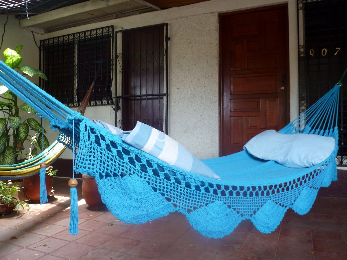 Turquoise hammock Double Hammock handwoven Natural Cotton Etsy