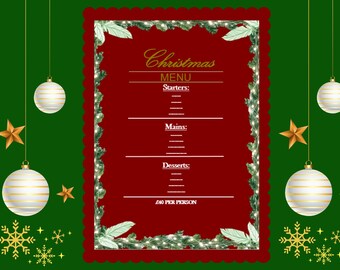 Modèle de menu de Noël /hôtels/pubs/hôtellerie/édition/produit numérique/édition Word