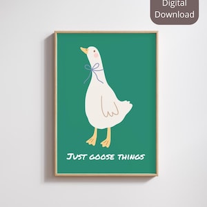 Silly Goose Digital Print - Cute Goose Wall Art - Minimal Nursery Decor - Kids Room Download – Animal Poster