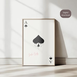 Stampa artistica da parete "Asso di picche" - Decorazione retrò alla moda con carte da gioco, estetica da appartamento, download immediato