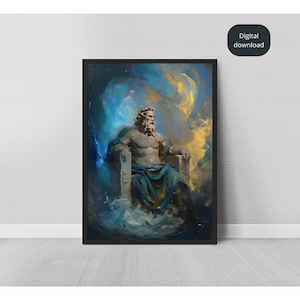 Poseidon, The Greek God of the Sea Print, Mythology Wall Art, Ocean Fantasy Decor, Powerful Divine Figure, Ancient Greek Art Poster