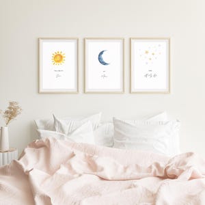 You Are My Sun Moon Stars Wall Art Set - Nursery Wall Decor - Minimalist Baby Room Prints - Instant Download - 3 Piece Set