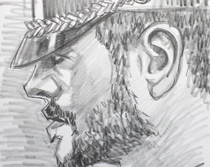 Master and Commander, graphite on cotton paper 9x12 inches by Kenney Mencher