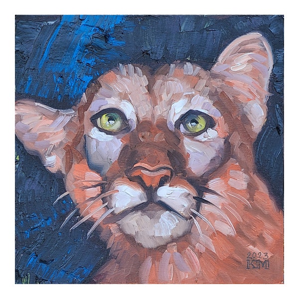 Cougar, 12x12 inches oil on canvas panel by Kenney Mencher