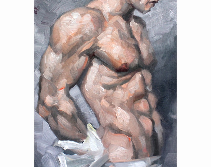 Poster Print, Man with a Beautiful Torso Taking Off His Shirt, by Kenney Mencher