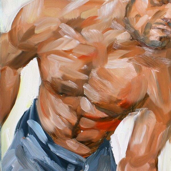 The Proud Handsome Black Man Who Looked like a Superhero, 8 x 10" oil on Masonite panel by Kenney Mencher