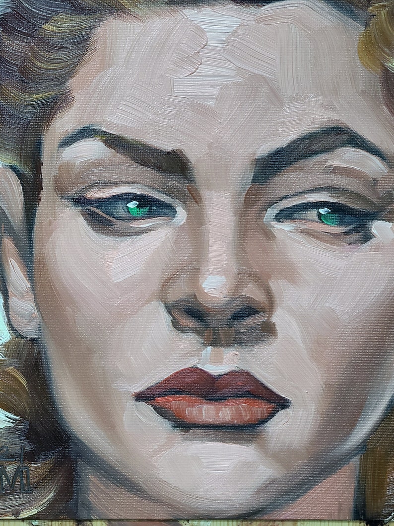 discount clearance sale Lauren Bacall 9x12 Inches Oil on