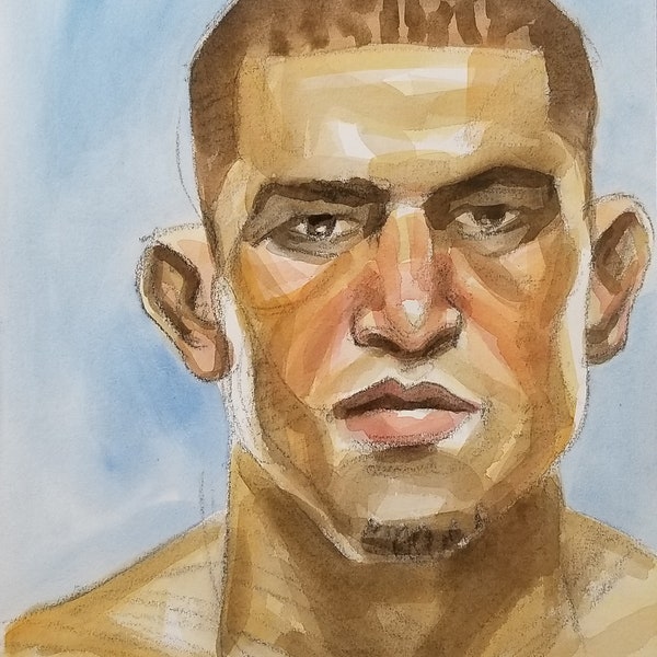 Fighter, 11x14 inches watercolor on Rives BFK paper by Kenney Mencher