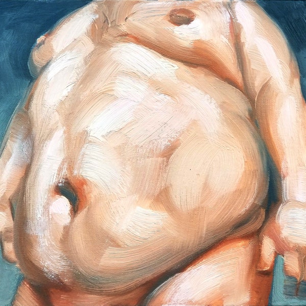 Large Belly Bear, oil on canvas panel, 9x12 inches by Kenney Mencher