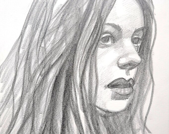 Young Woman, 8x10 inches pencil and on Rives BFK by Kenney Mencher