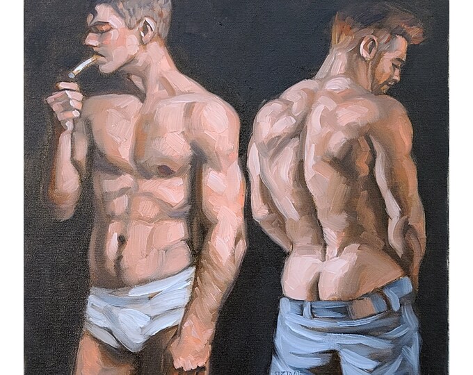 Young Dudes, 18x18 inches oil on gallery wrapped stretched canvas by Kenney Mencher