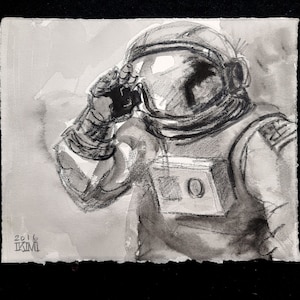 A Cell from a Graphic Novel, An Astronaut, acquerello 8x10" di Kenney Mencher (include una singola copia della graphic novel)