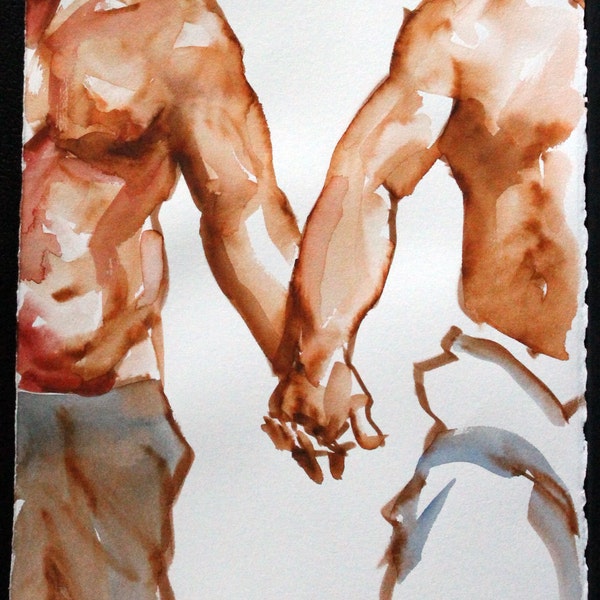 Two Papa Bears, watercolor on Rives BFK approximately 11"x14" by Kenney Mencher