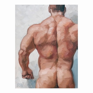 Poster Print, Backman, (A rear view of a large muscular male figure) by Kenney Mencher