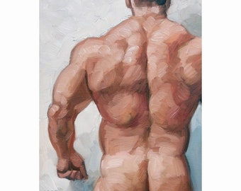 Poster Print, Backman, (A rear view of a large muscular male figure) by Kenney Mencher