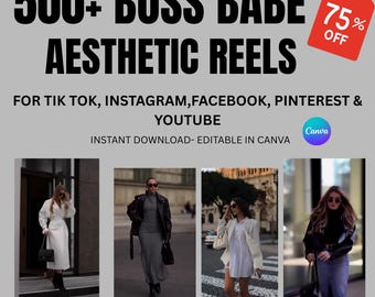 500+ Boss Babe Aesthetic Faceless Video Reels & Stories with MMR + PLR. Canva templates: social media, digital marketing, content creation