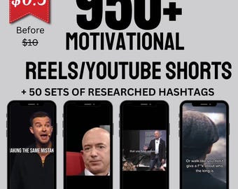 950+ Motivational Reels Videos Instagram, Tiktok Video, YouTube Short, IG ,Viral Video Success Business Inspiration Reels bundle, MRR/PLR