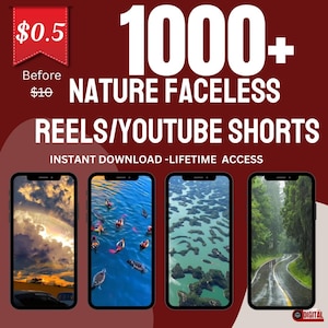 Pakiet 1000+ Faceless Reels, Filmy, Marketing bez twarzy, Wideo bez twarzy, Rolki natury, Marketing cyfrowy, MRR/PLR, Canva, Prezent dla niej