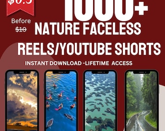 1000+ Faceless Reels Bundle, Videos, Faceless Marketing, Faceless Video, Nature Reels, Digital Marketing, MRR/PLR, Canva, Gift for her