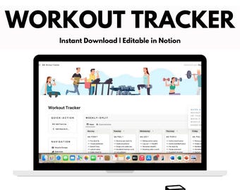 Workout Tracker Planner Notion Template Exercise Tracker Fitness Planner Template Gym Checklist Weightlifting Training Calendar Pilates