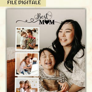 Collage digitale Best Mom con 4 foto stampa personalizzabile festa della mamma design con effetto polaroid