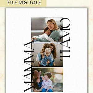 Collage digitale "Mamma Ti Amo" con 3 foto - Stampa personalizzata con frase - Regalo  festa della Mamma