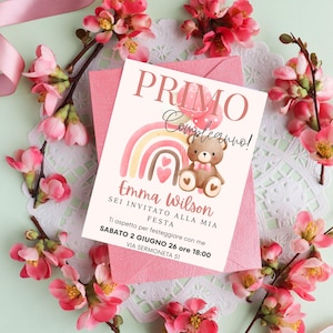 invito compleanno orsetto digitale stampabile e personalizzabile con Canva