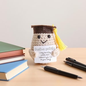 Fruta de crochet positiva, regalo de apoyo emocional, regalo de cumpleaños, linda muñeca de crochet/patata/tomate, decoración de escritorio divertida, regalos de graduación, regalos para animar.