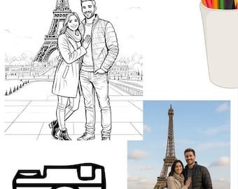Libro para colorear personalizado con tus 10 fotos • Recuerdo único para colorear • Regalo original para parejas, familiares, amigos | SublimArtFr