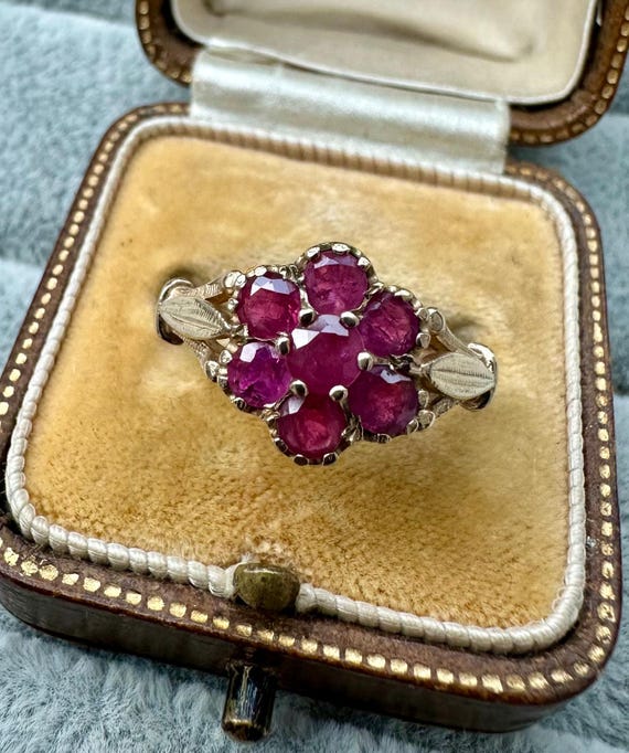 Vintage Ruby Cluster Ring | 9ct Solid Yellow Gold… - image 7