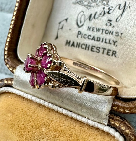 Vintage Ruby Cluster Ring | 9ct Solid Yellow Gold… - image 2