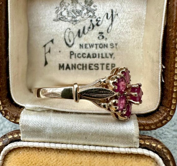 Vintage Ruby Cluster Ring | 9ct Solid Yellow Gold… - image 3