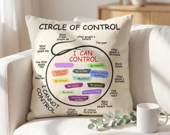 Circle of Control Pillow Cover, Therapy Office Decor, Emotional Regulation, Therapist Social Worker Gift, Mental Health Counselor Gift, CBT