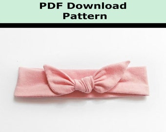 Baby Head Band Headband PDF Instant Download Pattern and Tutorial Knot Tie Baby Size Jersey Knit Stretch Headband