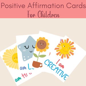 30 Tarjetas de Afirmaciones Positivas para Niños / Descarga Instantánea / Afirmaciones Diarias para Niños / Tarjetas de Mentalidad de Crecimiento / PDF y PNG Imprimibles