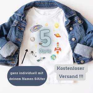 Personalized Birthday Shirt Birthday Child Girl Boy Baby T-Shirt Age Name Rocket Universe Space Moon Astronaut Mars