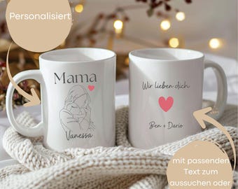 Mug for mom personalized with name and desired text – white coffee mug – tea cup gift idea for Christmas or Mother's Day