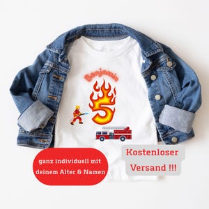 Personalized Birthday Shirt Birthday Child Girl Boy Baby T-Shirt Age Name Fire Department Fireman Fire Engine