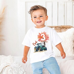 Traktor Geburtstagsshirt Kinder personalisiert – Trecker T-Shirt Jungen Mädchen – Name & Alter – Bauernhof Geburtstag Outfit – 1-9 Jahre